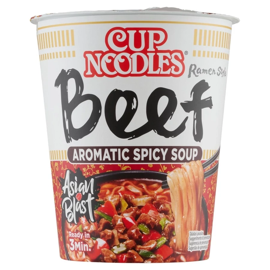 Nissin Cup Noodles 64g Fűszeres Marha ízű