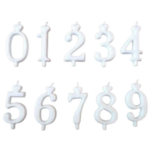 Számgyertya fehér szíves vegyes