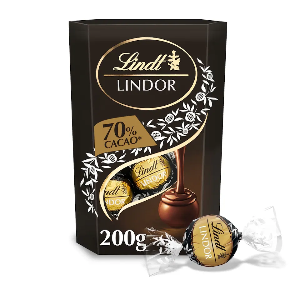 Lindt Lindor Extra Dark 70% kakaó praliné 200g