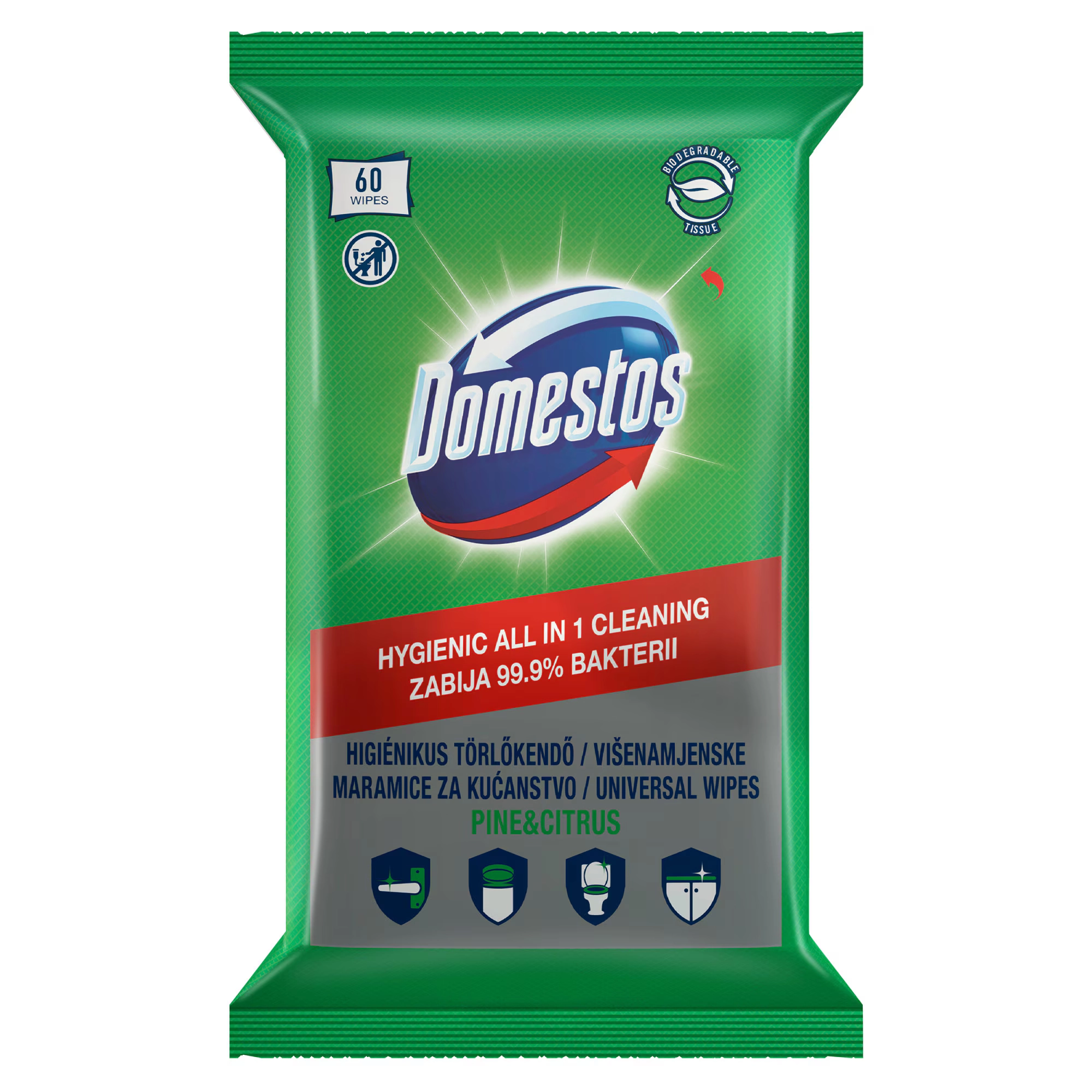 Domestos higiénikus törlőkendő 60db Mint