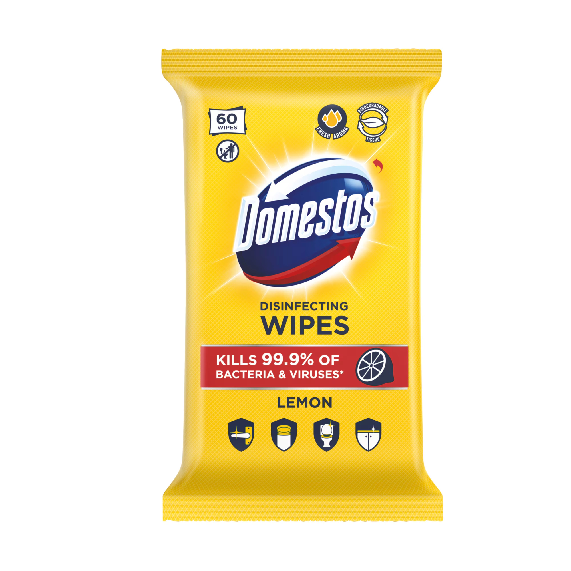 Domestos Higiénikus törlőkendő Lemon, 60